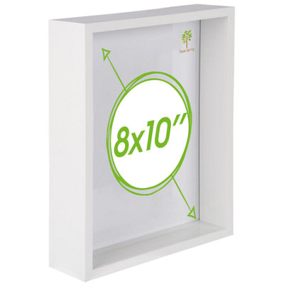 Nicola Spring White X 10" Deep Photo Frame - 3D Deep Box Picture Frame Portrait Display Case (27.5 X 22.5Cm) Size 8