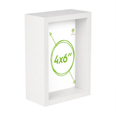 Nicola Spring 4 X 6" Deep Photo FrameWhite3D Deep Box Picture Frame Portrait Display Case (17.5 X 12.5Cm) from B&Q