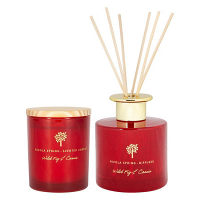 Nicola Spring Scented Candle & Reed Diffuser Set - 130G - Wild Fig & Cassis