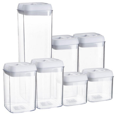 Argon Tableware 7Pc Food Storage Containers SetWhite Airtight Plastic Storage Pantry Food Organiser With Flip Lock Lid from B&Q