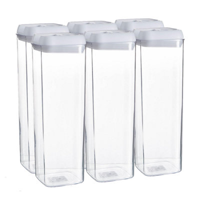 Argon Tableware 6X Food Storage Containers1.9 LitreWhite Airtight Plastic Storage Pantry Food Organiser With Flip Lock Lid from B&Q
