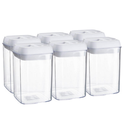 Argon Tableware 6X Food Storage Containers800MlWhite Airtight Plastic Storage Pantry Food Organiser With Flip Lock Lid from B&Q
