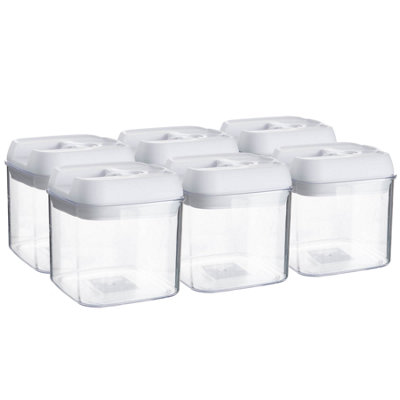 Argon Tableware 6X Food Storage Containers500MlWhite Airtight Plastic Storage Pantry Food Organiser With Flip Lock Lid from B&Q