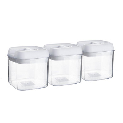 B&Q -  3X Food Storage Containers500MlWhite Airtight Plastic Storage Pantry Food Organiser With Flip Lock Lid