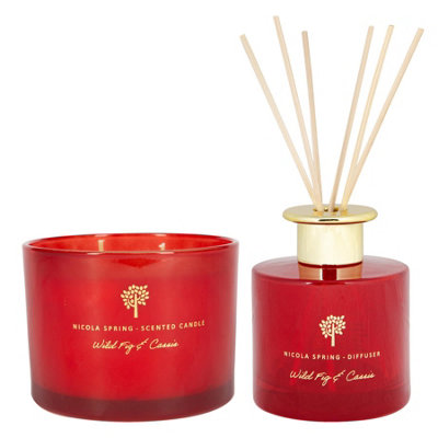 Nicola Spring Scented Candle & Reed Diffuser Set350GWild Fig & Cassis from B&Q