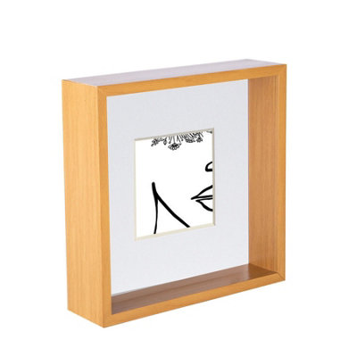 Nicola Spring 8 X 8" Deep Photo FrameLight Wood/white Mount3D Deep Box Picture Frame Display Case (22.5 X 22.5Cm) from B&Q