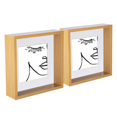Nicola Spring 8 X 8" Deep Photo FramesLight Wood/white Mount3D Deep Box Picture Frame Display Case (22.5 X 22.5Cm) X5 from B&Q