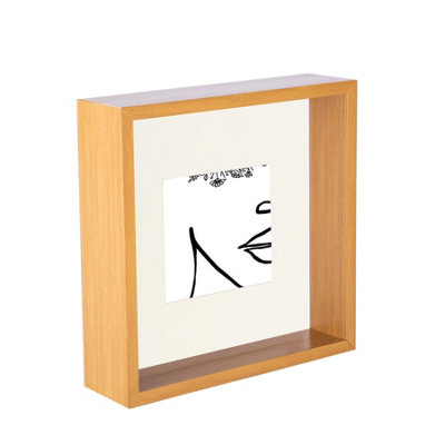 Nicola Spring 8 X 8" Deep Photo FrameLight Wood/ivory Mount3D Deep Box Picture Frame Display Case (4 X 4" Mount) from B&Q