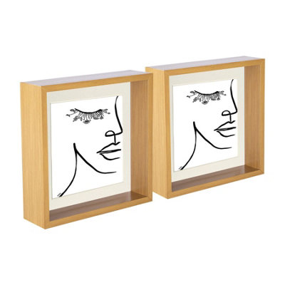 Nicola Spring 8 X 8" Deep Photo FramesLight Wood/ivory Mount3D Deep Box Picture Frame Display Case (22.5 X 22.5Cm) X2 from B&Q
