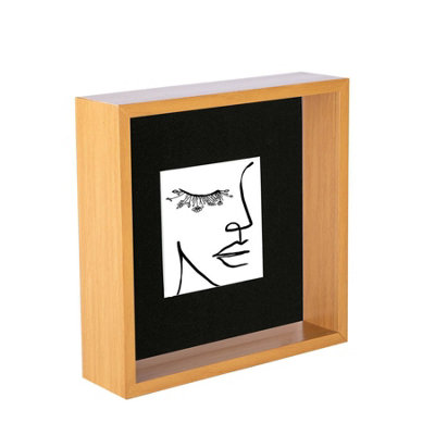 Nicola Spring 8 X 8" Deep Photo FrameLight Wood/black Mount3D Deep Box Picture Frame Display Case (4 X 4" Mount) from B&Q