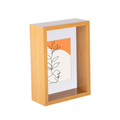 Nicola Spring 5 X 7" Deep Photo FrameLight Wood/white Mount3D Deep Box Picture Frame Display Case (20 X 15Cm) from B&Q
