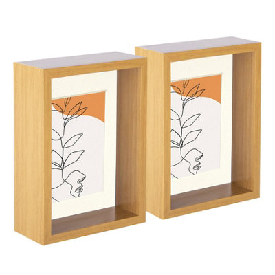 Nicola Spring 5 X 7" Deep Photo FramesLight Wood/ivory Mount3D Deep Box Picture Frame Display Case (20 X 15Cm) X5 from B&Q