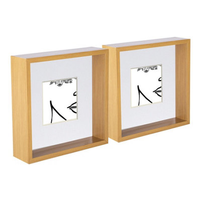 Nicola Spring 8 X 8" Deep Photo FramesLight Wood/white Mount3D Deep Box Picture Frame Display Case (22.5 X 22.5Cm) X5 from B&Q