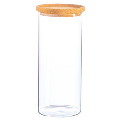 Argon Tableware Glass Storage JarCork Lid1.5 LitreModern Round Scandi Organisation Container Glass Jar from B&Q