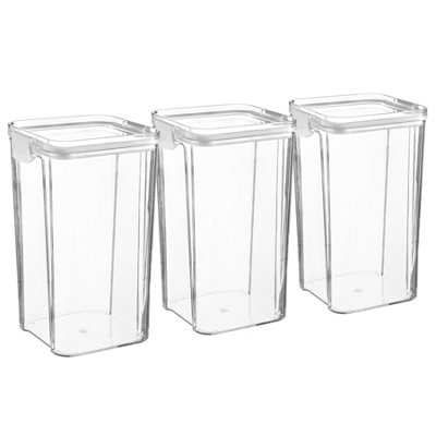 Argon Tableware 1.3L Food Storage Containers3X Airtight Reusable Meal Prep Lunch Storage Container With White Clip-Lock Lid from B&Q