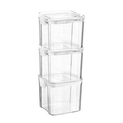 Argon Tableware 700Ml Food Storage Containers3X Airtight Reusable Meal Prep Lunch Storage Container With White Clip-Lock Lid from B&Q
