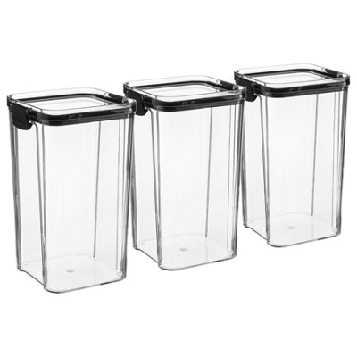 Argon Tableware 1.3L Food Storage Containers3X Airtight Reusable Meal Prep Lunch Storage Container With Black Clip-Lock Lid from B&Q