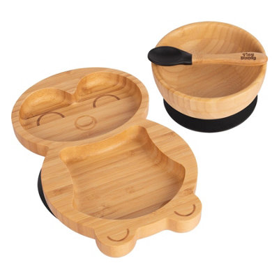 Tiny Dining 3Pc Bamboo Suction Feeding SetPenguin/blackDivided Non-Slip Bamboo Baby Self-Feeding Dining Weaning Set from B&Q