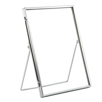Nicola Spring Standing Metal Photo Frame6" X 8"SilverPicture Frame Freestanding Frame Display Poster Frame from B&Q