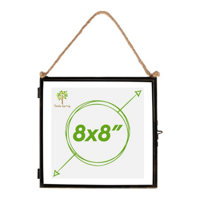 Nicola Spring Hanging Metal Photo Frame - 8" X 8" - Picture Frame Wall Mounted Frame With Rope Black