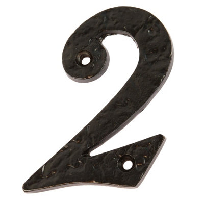 Hammer and Tongs Hammer & Tongs Rustic Iron NumeralNumber 2H85mmBlack from B&Q