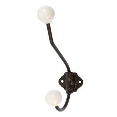 Hammer and Tongs Hammer & Tongs Ceramic Ball Hat & Coat HookW50mm X H180mmWhite from B&Q
