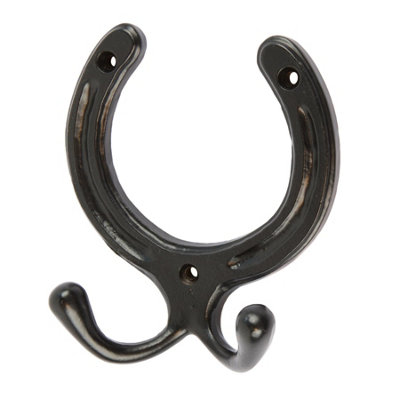 B&Q -  Hammer & Tongs Horse Shoe Double Coat HookW100mm X H110mmBlack