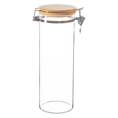 Argon Tableware Glass Storage Jar With Wooden Clip Lid - 1.75 Litre