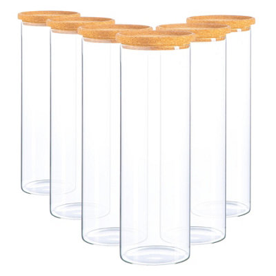 Argon Tableware Glass Storage Jars With Cork Lids - 2 Litre - Pack Of 6 Grain