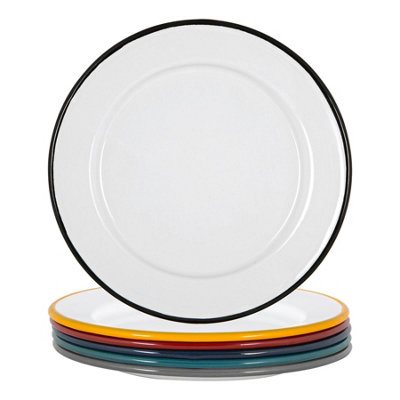 B&Q -  20Cm Enamel Side Plates Set6 Colours8Inch Small Dish Plates Metal Enamel Tableware Dinner Set