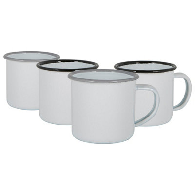 Argon Tableware 130Ml Enamel Espresso CupsBlack/greySet Of 4 Metal Drinking Mugs Teacup Coffee Mug Set HotCold Drinks Cups from B&Q