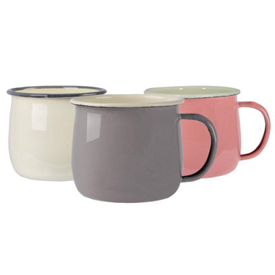 Argon Tableware Coloured Enamel Belly Mugs - 375Ml - 3 Colours