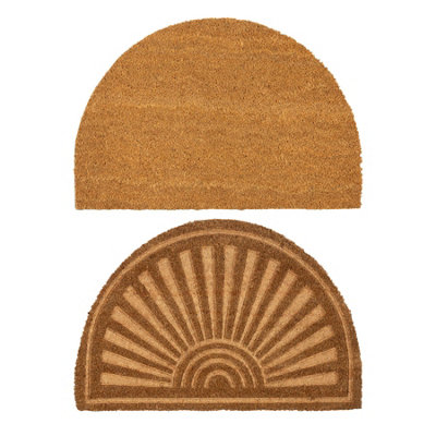 Nicola Spring Half Moon Coir Door Mat Set60 X 40CmEmbossed2X Indoor Outdoor Floor Mat Dirt Trapper Rug Non Slip Doormat from B&Q