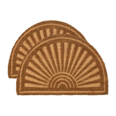 Nicola Spring Half Moon Coir Door Mats60 X 40CmEmbossed2X Indoor Outdoor Floor Mat Dirt Trapper Rug Non Slip Doormat from B&Q