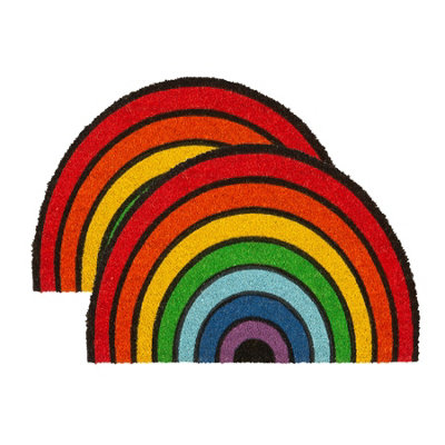 Nicola Spring Half Moon Coir Door Mats60 X 40CmRainbow2X Indoor Outdoor Floor Mat Dirt Trapper Rug Non Slip Doormat from B&Q