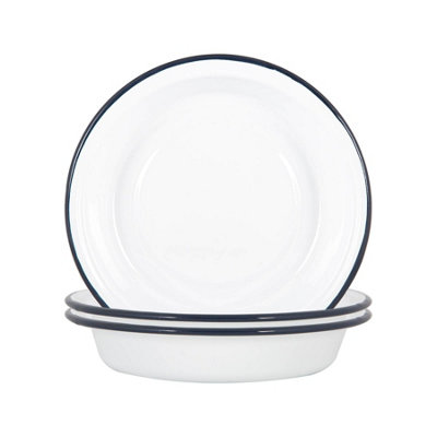 B&Q -  White Enamel Deep Bowls22.5CmNavyPack Of 12