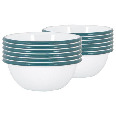 Argon Tableware 16Cm Coloured Enamel BowlsSet Of 12Green Lightweight Metal Camping Serving Bowls For SnacksPastaSalad from B&Q