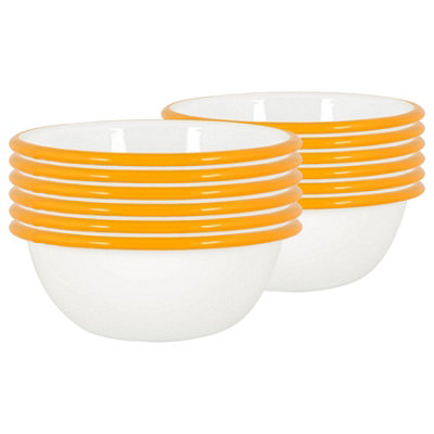 Argon Tableware 16Cm Coloured Enamel BowlsSet Of 12Yellow Lightweight Metal Camping Serving Bowls For SnacksPastaSalad from B&Q