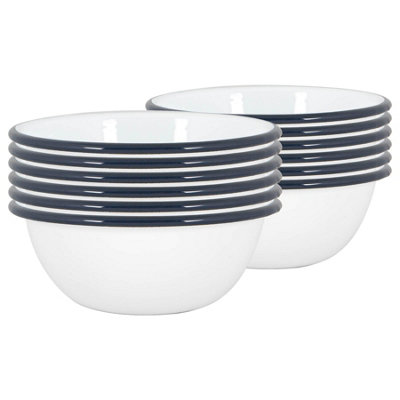 Argon Tableware 16Cm Coloured Enamel BowlsSet Of 12Navy Lightweight Metal Camping Serving Bowls For SnacksPastaSalad from B&Q
