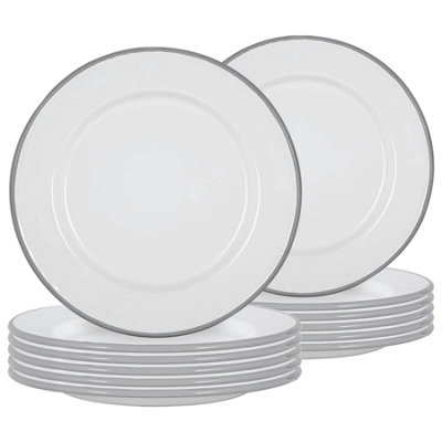 Argon Tableware 25.5Cm Enamel Dinner PlatesGrey RimSet Of 1210Inch Large Dish Plates Metal Enamel Tableware Dinner Set from B&Q