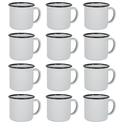 Argon Tableware 130Ml Enamel Espresso CupsBlackSet Of 12 Metal Drinking Mugs Teacup Coffee Mug Set HotCold Drinks Cups from B&Q