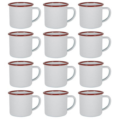 Argon Tableware 130Ml Enamel Espresso CupsRedSet Of 12 Metal Drinking Mugs Teacup Coffee Mug Set HotCold Drinks Cups from B&Q