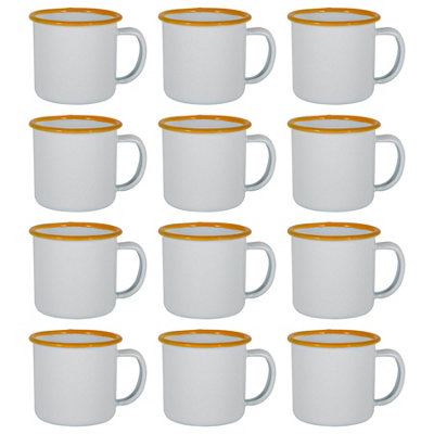Argon Tableware 130Ml Enamel Espresso CupsYellowSet Of 12 Metal Drinking Mugs Teacup Coffee Mug Set HotCold Drinks Cups from B&Q