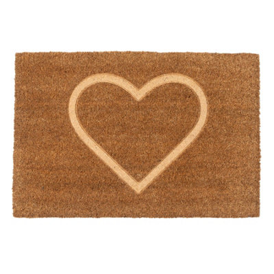 Nicola Spring Coir Door Mat60 X 40CmEmbossed HeartIndoor Outdoor Floor Mat Dirt Trapper Rug Non Slip Backing Doormat from B&Q