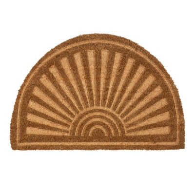 Nicola Spring Half Moon Coir Door Mat60 X 40CmEmbossedIndoor Outdoor Floor Mat Dirt Trapper Rug Non Slip Doormat from B&Q
