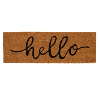 Nicola Spring Unisex Brown Coir Step Mat - 60 X 20Cm - Hello In | Size: 40 Cm X 60 Cm - Image 5