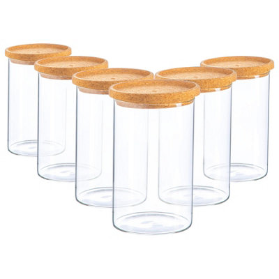 Argon Tableware Scandi Storage Jar With Cork Lids - 1 Litre - Pack Of 6