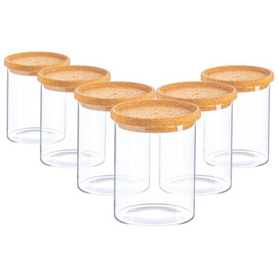 Argon Tableware Glass Storage JarsCork Lid750MlModern Round Scandi Organisation Container Glass JarSet Of 6 from B&Q