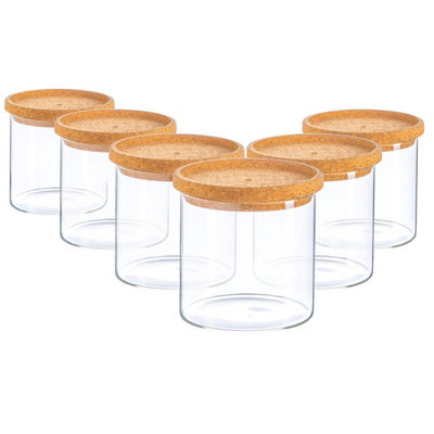 Argon Tableware Scandi Storage Jar With Cork Lids - 550Ml - Pack Of 6