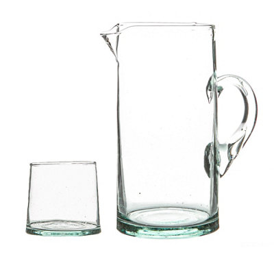 Nicola Spring Merzouga Recycled Glass Tumblers Set with Jug - 200ml Glasses & 1L Jug - Clear - Image 5